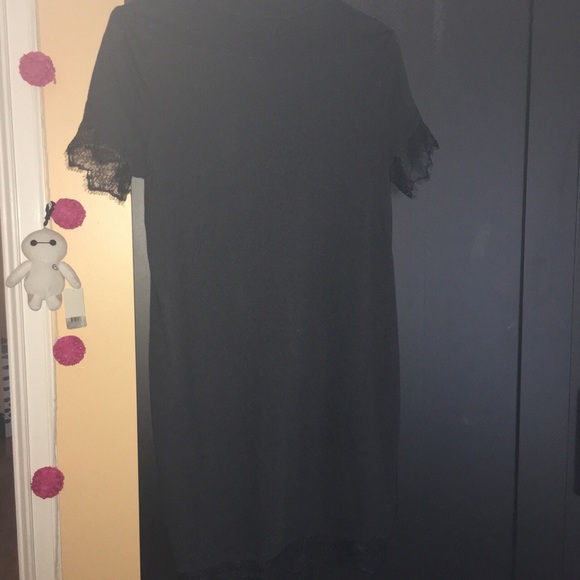 ♠️🖤 Black Casual Comfy Medium Dress w Lace 🖤♠️ - Picture 3 of 4